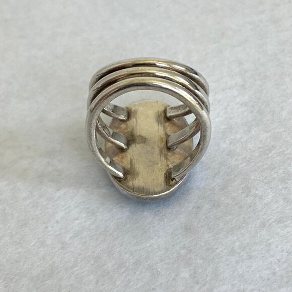 VTG Sterling Silver Southwest Style Oval Bezel Set Turquoise Triple Shank Ring - Picture 7 of 16